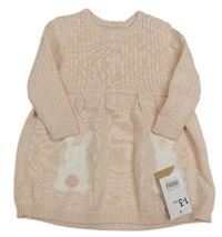 Světlerůžové pletené šaty se zajíčky Mothercare