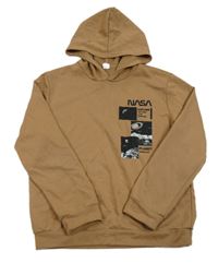 Hnedá mikina s potlačou a kapucňou Shein