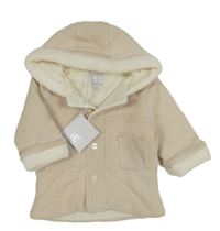 Nové - Smetanová zateplená pletená bunda s kapucí 