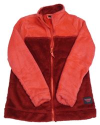 Jahodovo-vínová chlupatá propínací mikina 