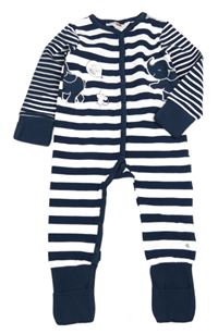 Tvavomodro-biely pruhovaný overal so slonmi Kanz