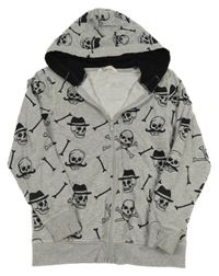 Sivá prepínaci mikina s lebkami a kapucňou H&M