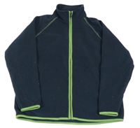 Tmavomodrá fleecová prepínaci mikina so zeleným lemem TCM