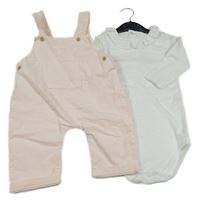 Nové - 2set - Světlerůžové laclové kalhoty + body s volánkem