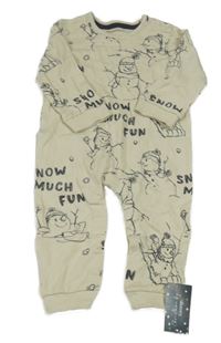 Nové - světlebéžový overal se sněhuláčky GAP