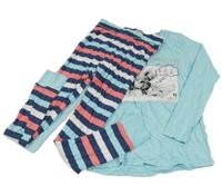 Nové - Belaso-pruhované pyžama so psem a myškou Dunnes