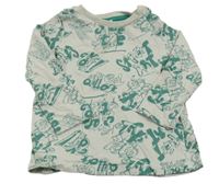 Béžovošedé triko s nápisy 