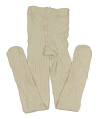 Smetanové kárované punčocháče 