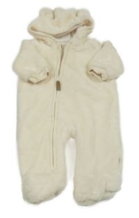 Smetanová chlupatá podšitá kombinéza s kapucí F&F