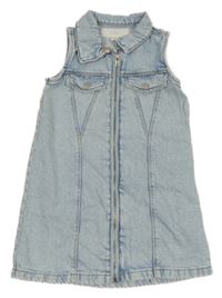 Světlemodré riflové propínací košilové šaty Zara