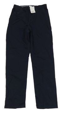 Nové - Tmavomodré plátenné straight nohavice H&M