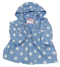 Světlemodrá puntíkatá plátěná jarní parka s kapucí 