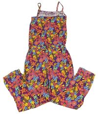 Fialovo-farebný kvetovaný nohavicový overal bpc