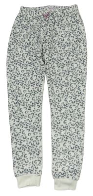 Bielo-sivé vzorované chlpaté pyžamové nohavice Alive
