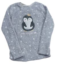 Sivé hviezdičkované chlpaté pyžamové tričko s tučňákem F&F