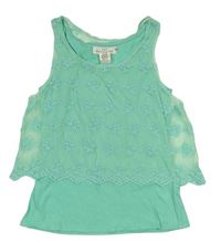 Mátový top so sieťovinou a kvetmi H&M