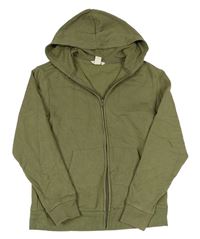 Khaki propínací mikina s kapucí H&M