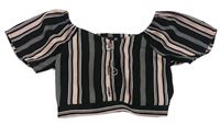 Černo-světlerůžová crop halenka Firetrap