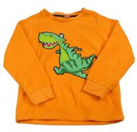 Oranžová fleecová mikina s dinosaurom zn. LC Waikiki
