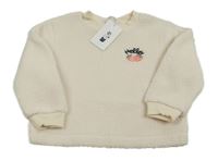 Nové - Smotanová huňatá oversize mikina s jahůdkami H&M