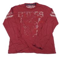 Vínové tričko s potlačou Guess