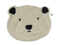 Smetanový huňatý povlak na polštář s medvídkem 