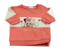 Korálovo-bílá mikina s Minnií a Daisy Disney