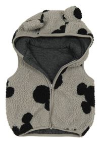 Sivá huňatá zateplená vesta s Mickeym a kapucňou George