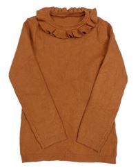 Medový žebrovaný svetr s límečkem George