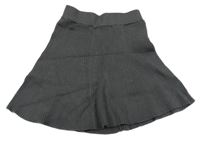 Sivá pletená rebrovaná kolová sukňa