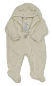 Nové - Bílá chlupatá kombinéza s kapucí Ergee 