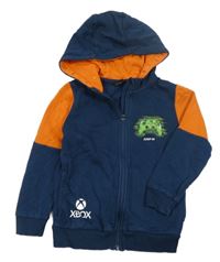 Tmavomodro-oranžová propínací mikina X-box s kapucí George