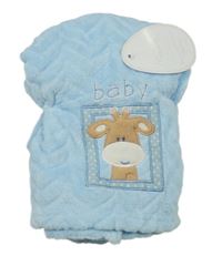 Nové - Světlemodrá plyšová deka se žirafou 