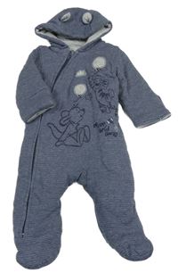 Tmavomodro-bílá pruhovaná zateplená kombinéza s Tygříkem a kapucí George