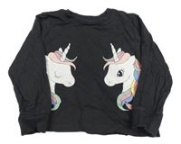 Tmavošedé triko s jednoržci H&M