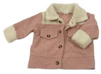 Ružová menšestrová bunda s kožúškom Shein