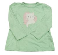 Světlezelené triko s kočičkou Topolino 