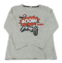 Šedé melírované triko s ovladačem Bonprix 