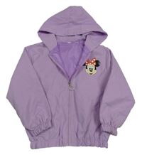 Levandulová šušťáková jarná bunda s Minnií a kapucňou