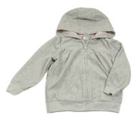 Sivá melírovaná prepínaci fleecová mikina so srdiečkom a kapucňou Carter´s