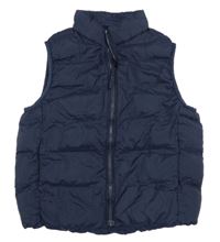 Tmavomodrá šušťáková prešívaná zateplená vesta Uniglo