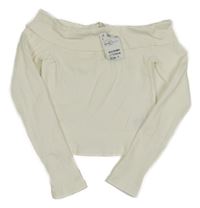 Nové - Smotanové rebrované crop tričko s lodičkovým výstřihem H&M