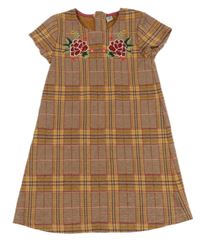 Ružovo-farebné kockované šaty s kvetmi a flitrami TU