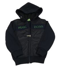 Tmavomodrá prepínaci mikina s kapucňou a logem Hugo Boss
