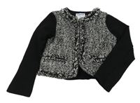 Černo-bílý teplákovo/vlněný crop kabátek Mayoral