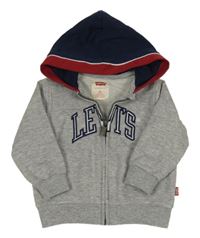 Šedo-tmavomodrá propínací mikina s logem a kapucí Levi´s 