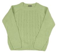 Pistáciový vzorovaný žinylkový sveter