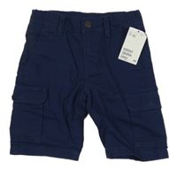 Nové - Tmavomodré plátěné cargo kraťasy H&M