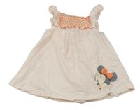 Bielo-lososové bodkované bavlnené šaty s Minnie Disney