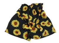 Čierne kraťasy so slunečnicemi a opaskom